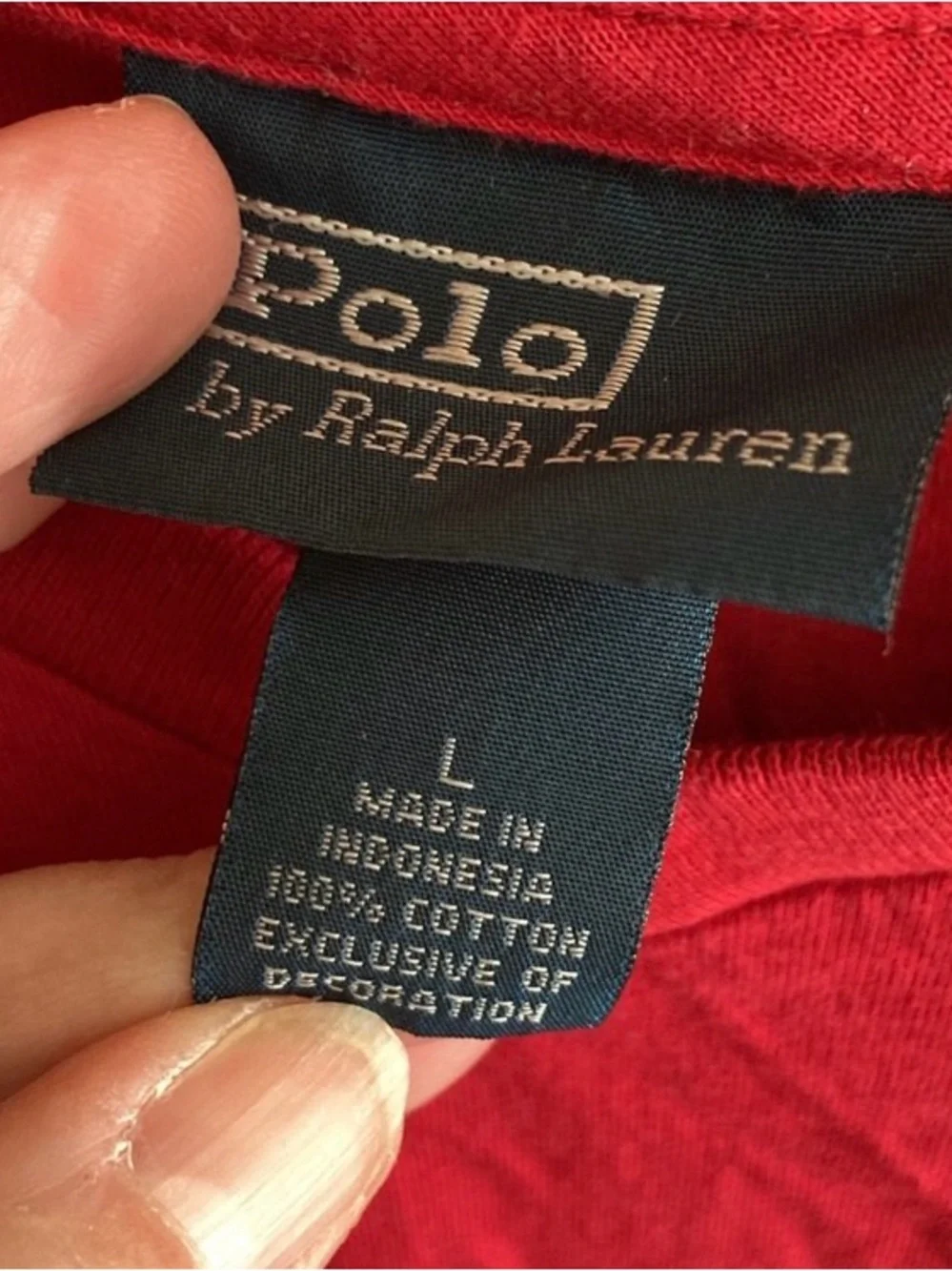 Polo by Ralph Lauren Red V‑Neck Short Sleeve Tee Navy Pony, Men’s Size Large